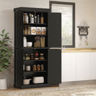 HOMCOM 72.5" H Freestanding 4-Door Kitchen Pantry Cabinet - Black-Use the anti-tipping design on the back to assure the item to the wall for extra safety 