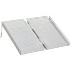 HOMCOM 2' Textured Aluminum Folding Wheelchair Ramp - Silver-This door ramps for wheelchairs, scooters and bicycles 