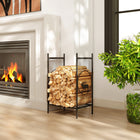 Outsunny - Porte-bûches extérieur- support à bûches de cheminée en métal robuste 19 po-Fabriqué en métal avec revêtement en poudre, assurant une résistance à la rouille et une utilisation extérieure durable 