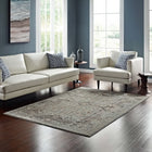 Modway Enye Distressed Vintage Floral Lattice Area Rug - 8 ft W x 10 ft L - Brown/Silver Blue-Tight Low Pile Weave