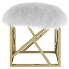 Modway Intersperse Sheepskin Ottoman - Gold/White-Maximum Weight Capacity: 331 lbs