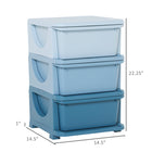 Qaba - Organiseur de jouets pour enfants à 3 niveaux avec 3 bacs de rangement en plastique - Bleu-Compact pour un ajustement facile et spacieux à l'intérieur des tiroirs de 16 L  
