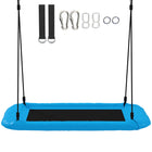 Qaba Kids Saucer Swing with Adjustable Height and Tree Straps - Blue-A spacious 58.3" x 30.3" seat allows up to four children to play together 