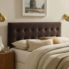 Modway Emily Stain-Resistant Performance Velvet King Size Headboard - Chocolate Brown-Wood Blend Frame