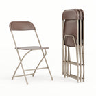 Flash Furniture Hercules Series 800 lb. Capacity Premium Plastic Folding Chair, Brown, 4 Pack-Armless