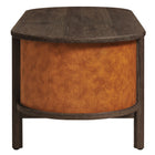 Modway Coralie Curved Vegan Leather Oval Coffee Table - Walnut Tan-Hidden Interior Storage