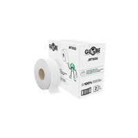 Globe Commercial - Papier hygiénique en rouleau géant JRT650 - 2 épaisseurs - Blanc - 650 pi/paquet - Paquet de 8-Diamètre du noyau de 3,3 pouces et rouleau total diamètre de 8,66″