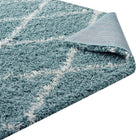 Modway - Toryn Réseau en losange Tapis Shag de 8 pi l x 10 pi L - Bleu aqua et ivoire-Haute densité / Tissé à la machine
