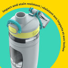 Bubba - Bouteille d’eau pour enfants Flo bubba, 473 ml, large ouverture, manchon en silicone, couvercle à bouton-poussoir, pierre pâle/lumière vive/scuba-Le manchon en silicone facile à saisir garde les boissons froides plus longtemps, réduit la condensation et se retire pour un nettoyage complet