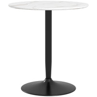 HOMCOM Round Dining Table with Steel Base & Non-slip Pad for Living Room - White-Modern style matches most of your home decorations