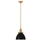 Hudson&Canal - Suspension Elodie , 30 cm de large, avec abat-jour en métal - Bronze noirci/laiton/bronze noirci-Design industriel moderne pour votre entrée, votre foyer ou votre cuisine