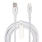 Staples TECH USB-C to USB-A Charging Cable - 9.8 ft. - White-Braided cable for durability and tangle-prevention tested to withstand up to 5K bends