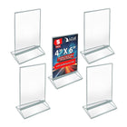 Azar - Porte-cartes de bureau/comptoir à chargement supérieur/latéral en acrylique - Transparent - Paquet de 5 (152792-SLV-5PK)-Matériau du cadre : acrylique