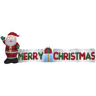 GEMMY Airblown Inflatable Merry Christmas Sign with Santa - 37" x 108"-Lights up with energy-efficient LED light