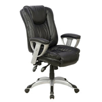TygerClaw – Fauteuil de bureau en cuir à dossier élevé, 25,6 x 15 x 31,5 po, noir-Confort luxueux toute la journée grâce au simili-cuir premium doux et soutenant même après des heures d'utilisation