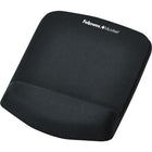 Fellowes Plush Touch Mouse Pad with Wrist Pad - Black-Designed for use with optical and laser mice to improve performance 