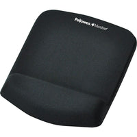 Fellowes Plush Touch Mouse Pad with Wrist Pad - Black-Designed for use with optical and laser mice to improve performance 