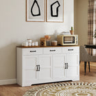 HOMCOM 55.1" L Sideboard Buffet Cabinet with Storage - White-Modern shaker door style with sleek handles fits multiple decors