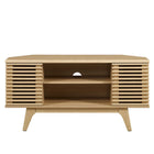 Modway Render 46" Corner TV Stand - Oak-Adjustable Shelves