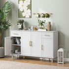 HOMCOM - Buffet 55,1 po L avec portes à fermeture en douceur - blanc-Étagère réglable à 3 niveaux dans chaque armoire pour s'adapter à des objets de différentes hauteurs 