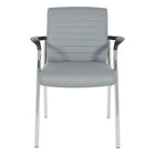 Work Smart - Chaise d'invité en similicuir, châssis chromé, gris charbon-Siège et dossier à rembourrage épais en similicuir gris avec support lombaire intégré