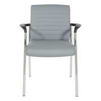 Work Smart - Chaise d'invité en similicuir, châssis chromé, gris charbon-Siège et dossier à rembourrage épais en similicuir gris avec support lombaire intégré