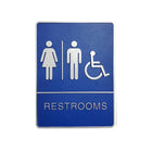 Futech Man/Woman/Handicap with Braille Washroom Sign - Blue - 2 Pack-6"W x 8"H x 1-1/4"D