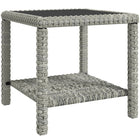 Outsunny - Table basse d’extérieur en osier 19 po avec plateau en verre-Le design en rotin améliore l'esthétique de la décoration intérieure et extérieure