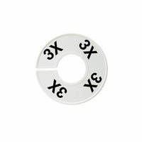Eddie's Round Size Divider - English 3X - White Sizer with Black Print - 100 Pack-White plastic with black text