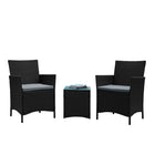 Manhattan Comfort Imperia Modern Patio 2-Person Seating Group 3-Piece Set with End Table - Grey-Modern 3-Piece Outdoor Patio Set with 2 Armchairs and 1 End Table