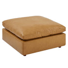 Modway Commix Down Filled Overstuffed Vegan Leather Ottoman - Tan-Solid Wood Construction