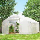 Outsunny Walk-in Tunnel Greenhouse - Large Windows & Zippered Door - 13' x 10' x 6.5' - White- Reinforcement grid prevents cover tearing, extends lifespan
 