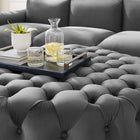 Modway Amour Tufted Button Large Round Performance Velvet Ottoman - Grey-Dense Foam Padding