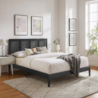 Modway Sirocco Rattan and Wood Queen Platform Bed - Black-Rubberwood Frame