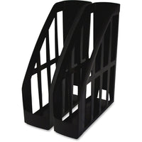 Storex - Porte-revues recyclés  - Noir - Paquet de 2-La coupe basse sur le devant vous permet de lire facilement le dos du magazine