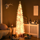 HOMCOM 7' Pre-Lit Artificial Christmas Tree with Warm White LED Lights - Pink-499 realistic tree branches create a full-body, life-like tree 
