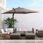 Outsunny 8' L x 8' W Square Patio Hanging Offset Umbrella with 360° Rotation - Light Brown-8' x 8' canopy of the offset umbrella provides full shade for patios, gardens, or poolside relaxation  