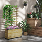Outsunny Wooden Planter with Trellis - Nature Wood-Back trellis on outdoor planter for climbing vines or hanging flower baskets
