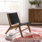 Modway - Saoirse Cuir Fauteuil lounge d’accent en bois - Noir noyer-Siège légèrement incliné
