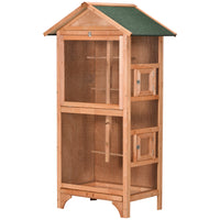 PawHut - Grande cage à oiseaux en bois 62 po H pour extérieur intérieur - orange-Le design vertical compact garantit que plusieurs oiseaux peuvent vivre confortablement 