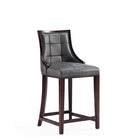 Manhattan Comfort - Tabouret de comptoir Fifth Avenue 19" traditionnel rembourré en similicuir - gris galet - lot de 3-Coutures rectangulaires raffinées