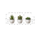 Monarch Specialties - Plante Artificielle - 6 po H - Succulent - Mis En Pot - Ensemble De 3 - Plantes Vertes - Pots Blancs-Ces fausses plantes vertes faciles à entretenir sont fabriquées à partir de matériaux de la plus haute qualité et ne nécessitent ni entretien ni arrosage, pour des accents décoratifs durables et respectueux de l'environnement qui dureront toute une vie