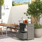 Outsunny Patio PE Wicker Garden Serving Cart with 2-Tier Shelf-2 shelves for storing your favorite drinks, dishes, towels, and other party accessories