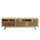 Modway Render 71" Media Console TV Stand - Oak-Slatted Sliding Doors