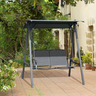Outsunny - chaise balançoire de patio 2 places avec auvent réglable et cadre en acier résistant aux intempéries-Auvent pour éviter les coups de soleil et protéger de la pluie légère
