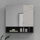 Kleankin Wall Mount Medicine Cabinet with Shelf and Mirror - Light Grey-Melamine surface offers protection against water and is easy to maintain