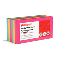 Staples Stickies Brights Pop Up Notes - 3" x 3" - 12 Pack-Pop up Bright Notes