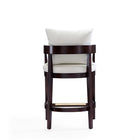 Manhattan Comfort - Ritz tabouret de comptoir 22" style milieu du siècle, rembourré en similicuir ivoire et noyer foncé-Livré chez vous entièrement assemblé ! Aucun assemblage requis
