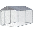PawHut Outdoor Heavy Duty Dog Kennel Playpen - 13.1' x 7.5' x 7.5' - Silver-The enclosed dog kennel offers ample room for your pet to exercise and play 