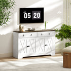 HOMCOM 47.6" L Sideboard Buffet Cabinet with Storage - White-Anti-tipping design helps prevent it from falling over